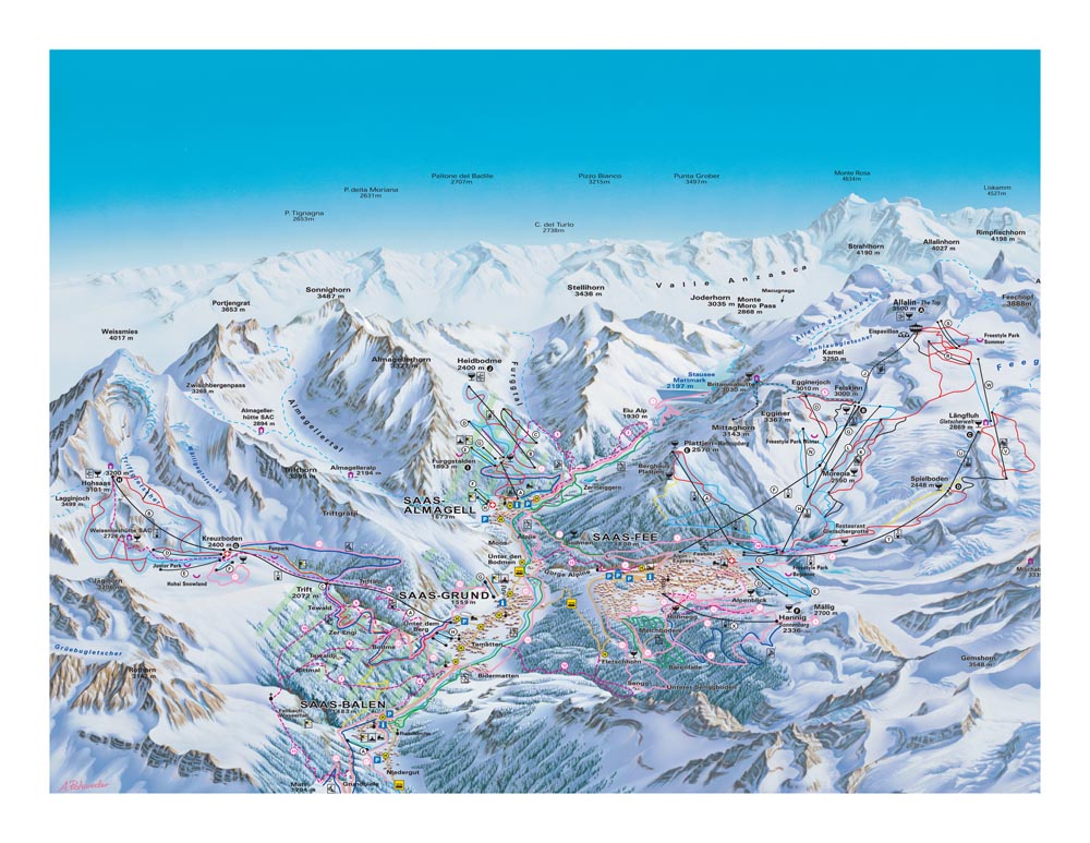 Карта трасс долины Саасталь